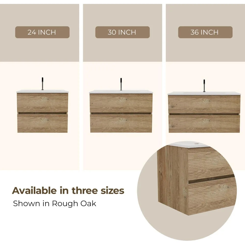 36'' Floating Bathroom Vanity with Sink Combo, Modern Bathroom Cabinet with 2-Soft Close & Large Storage Drawers, for Bath