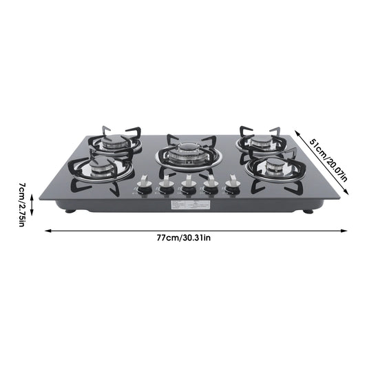 Five Burner Built In Gas Cooktop With High Power Burners