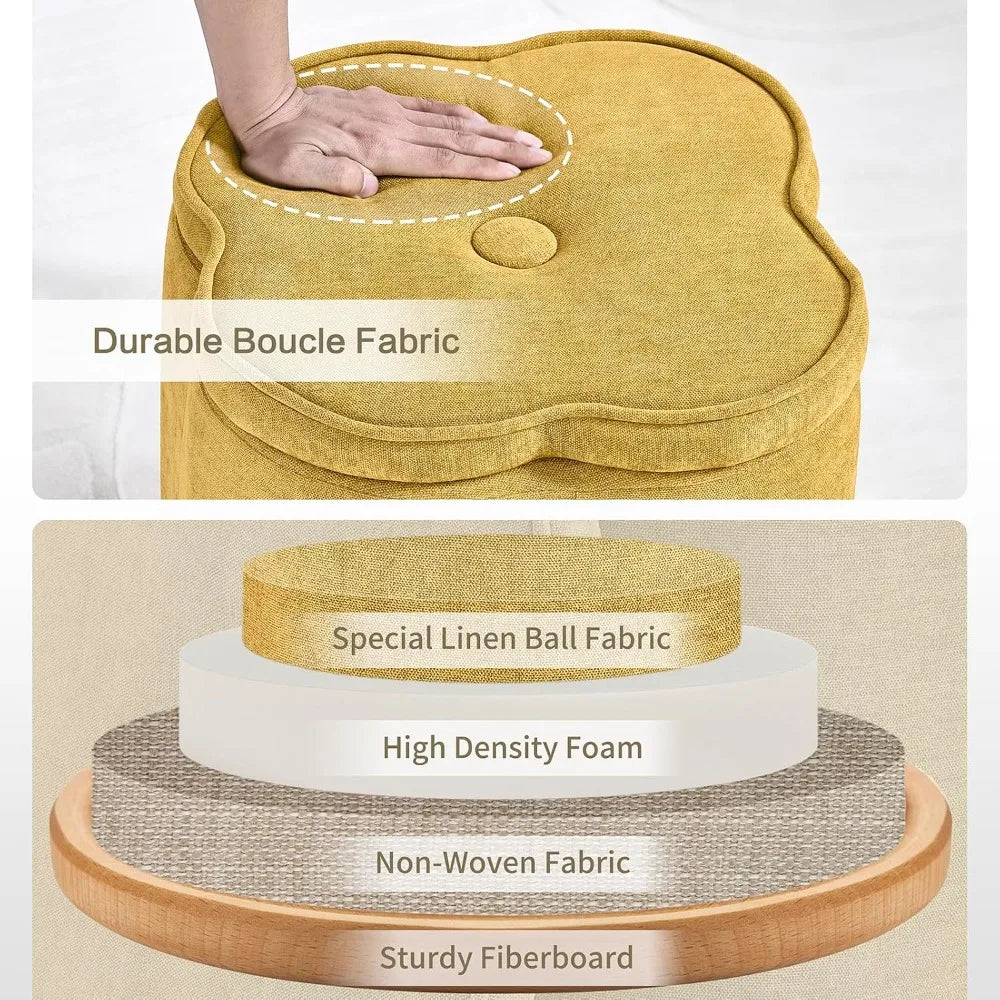HUANZHUANG Flower Foot Rest Ottoman With Storage Chenille