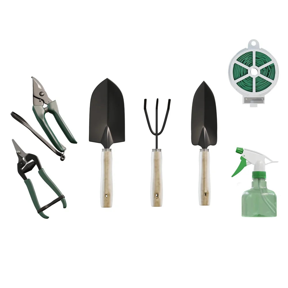 XMSJ 8 Piece Garden Tool Set With Canvas Tote Rake