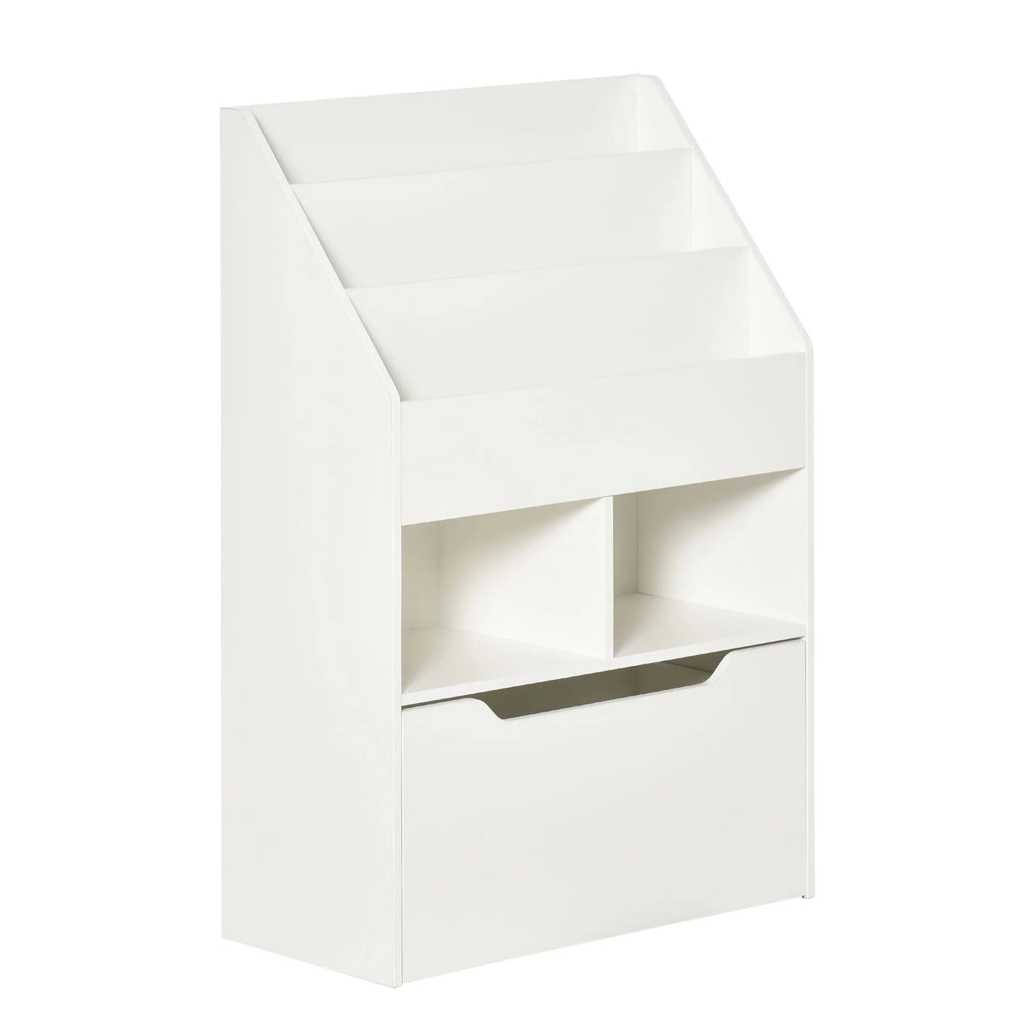 Kids Storage Bookcase Stand w/ Display Shelves & Drawer for Toys & Books, White