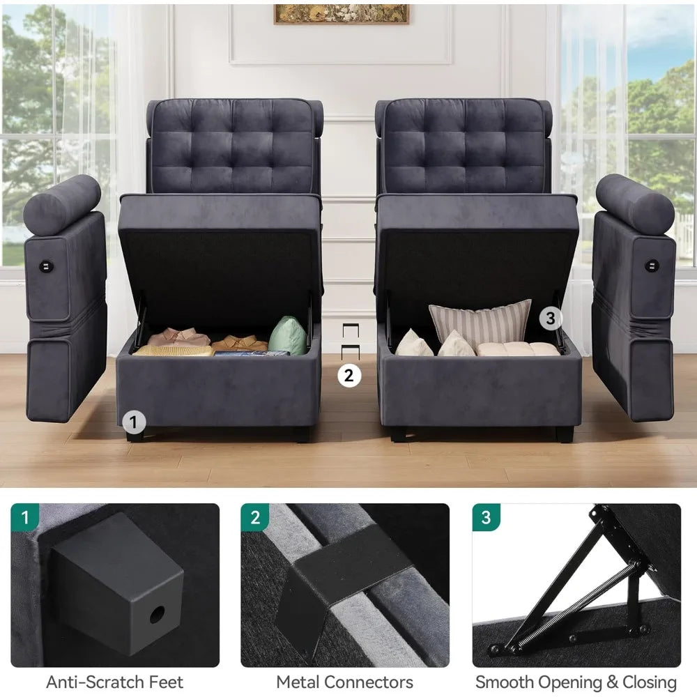 Modular Sectional Sofa with U-Shape Design, Storage, Memory Foam, 6-Seat Convertible Couch