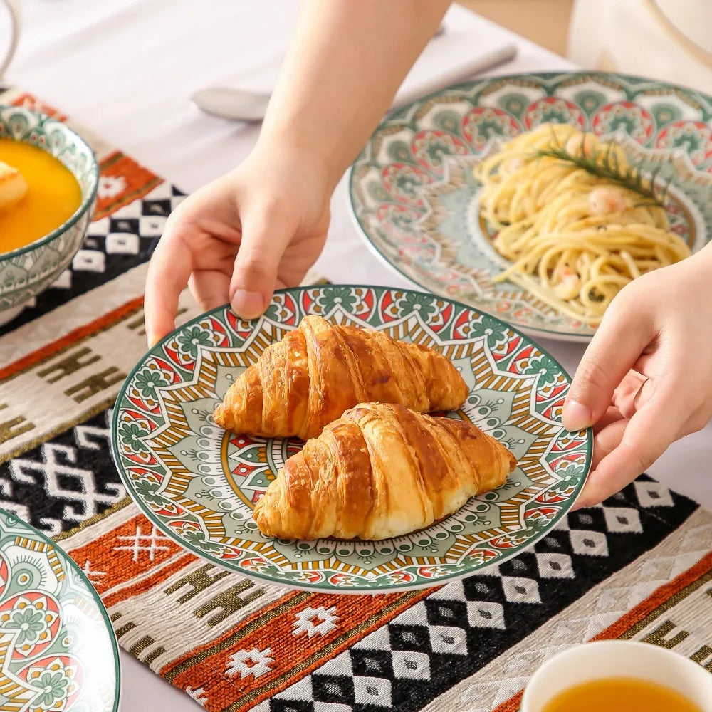 Vancasso Bohemian Mandala Patterned Ceremic Tableware 16PCS Porcelain Dinnerware Set with Dinner Plate Dessert Plate Bowl Mug
