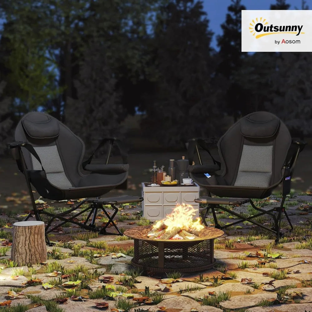 Hammock Camping Chair, Adjustable Back Folding Rocking Chair Swinging Hammock Chair , Headrest, Removable Footrest