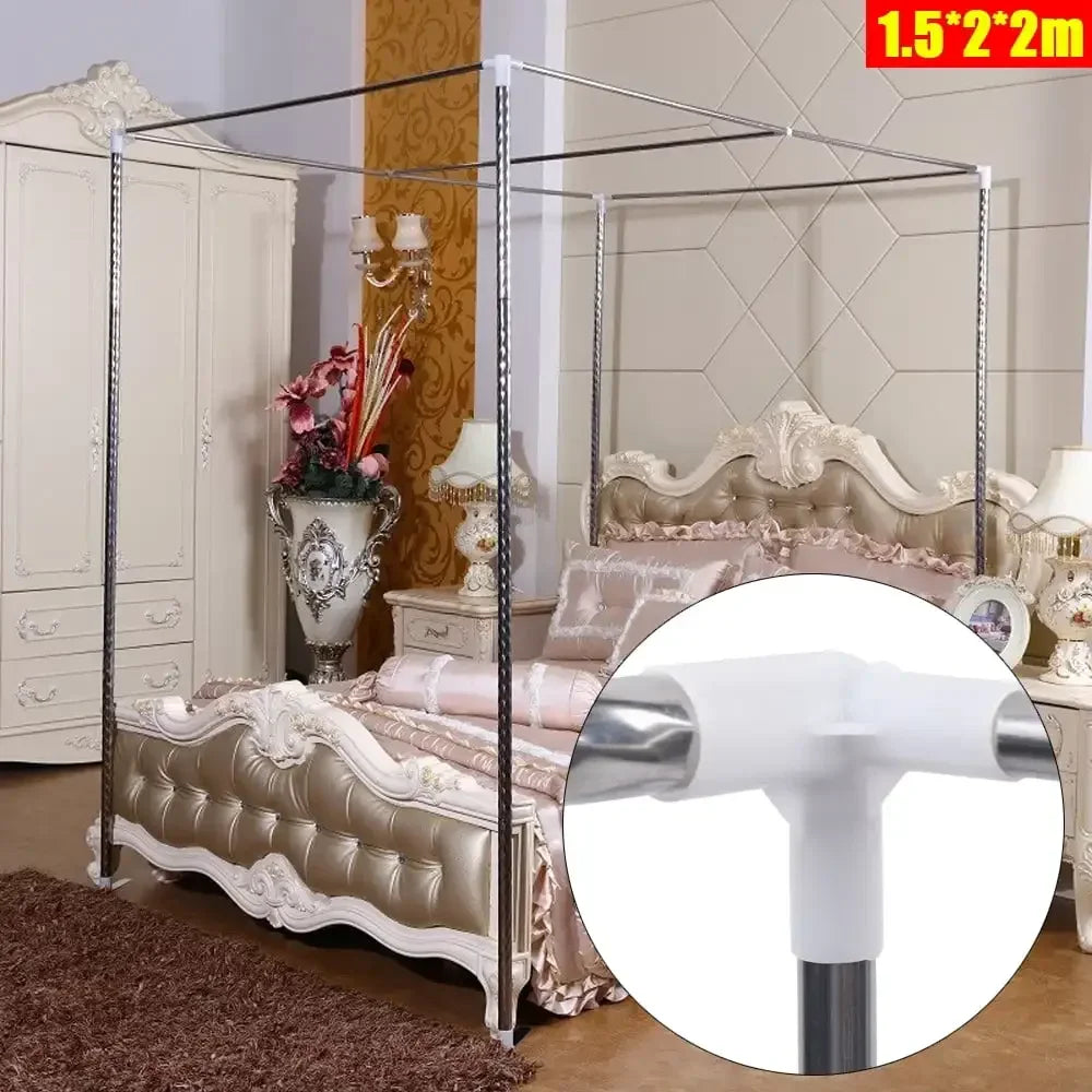 Stainless Steel Bedding Canopy Frame, Bedroom Furniture, Detachable Mosquito Net Frame, Bed Frame Queen for 4 Corner Bed