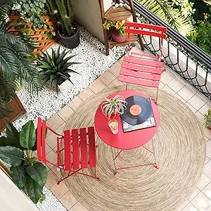 3-Piece Folding Bistro Set, 2 Chairs and 1 Table, Weather-Resistant Outdoor/Indoor Conversation Set for Patio, Yard, Garden-Yel