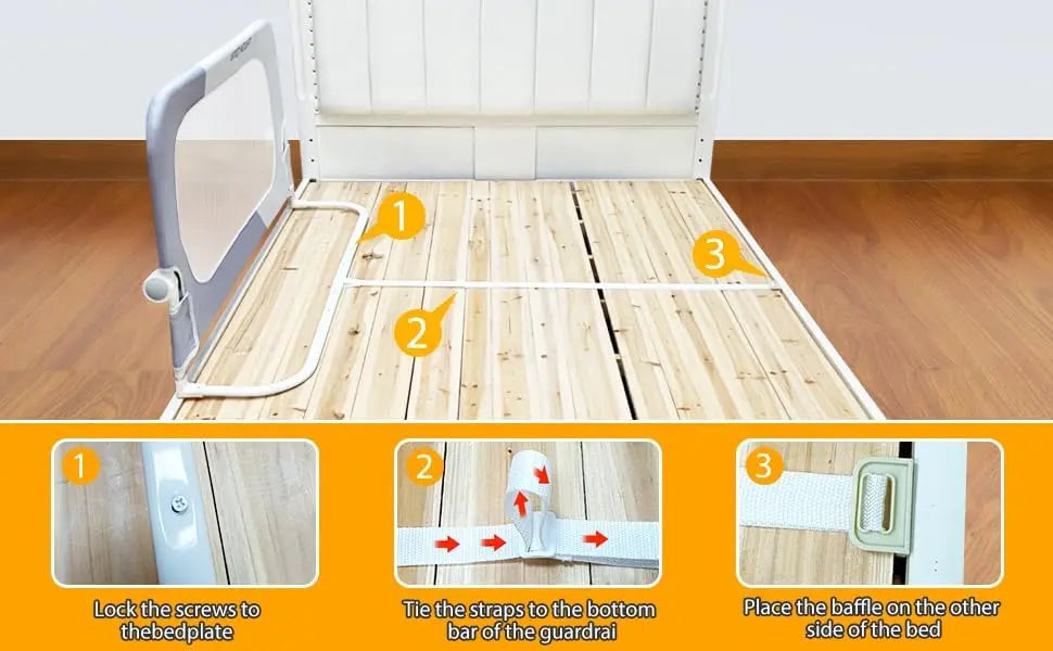 Foldable Toddler Bed Rails - Adjustable Height, Tool-Free Installation for Twin Queen King Beds (59inch)