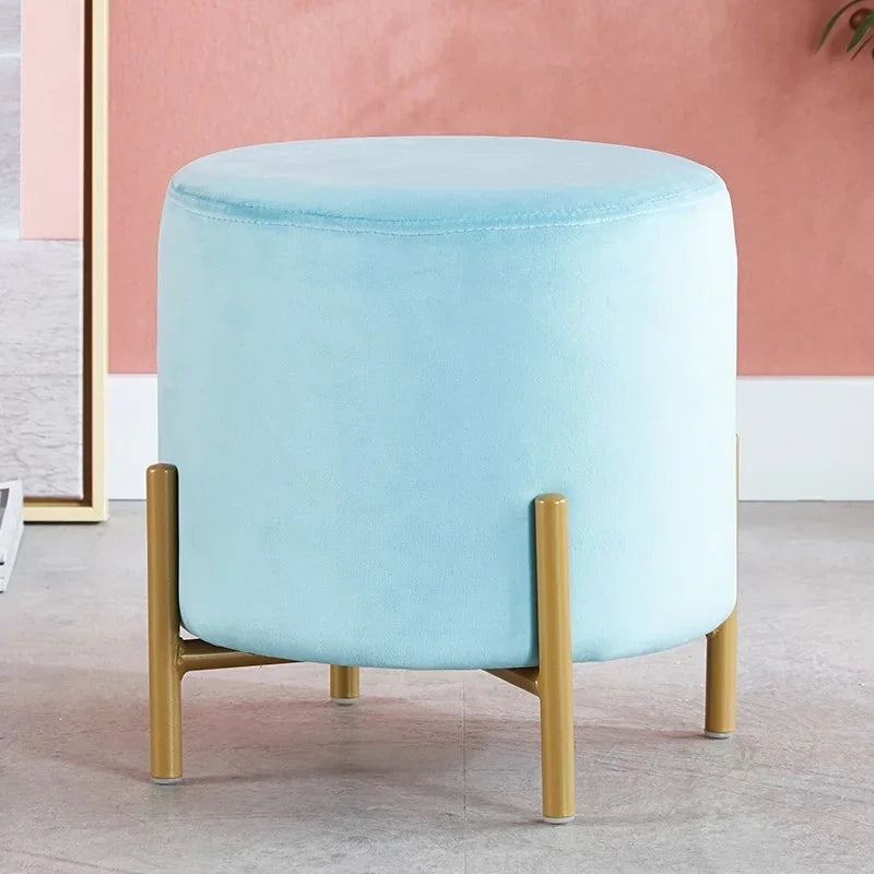 Velvet Dressing Stool With Gold Legs Tassel Ottoman Bench