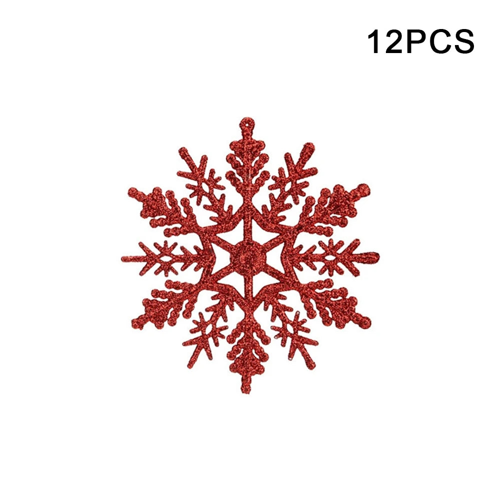 12pcs Christmas Fake Snowflakes With Small hole Xmas Tree Hanging Ornament Simulation Snowflakes Winter Christmas Ornaments