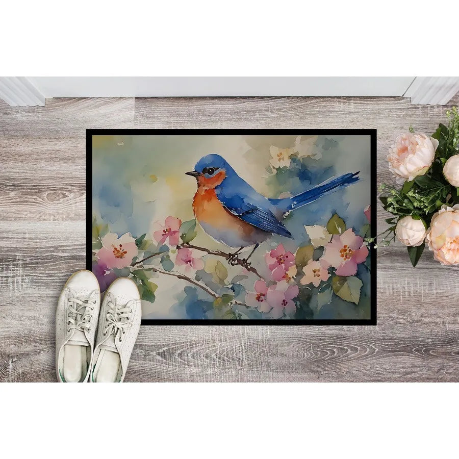 Bluebird Doormat Front Door Mat Indoor Outdoor Rugs for Entryway Non Slip Washable Low Pile 24H X 36W