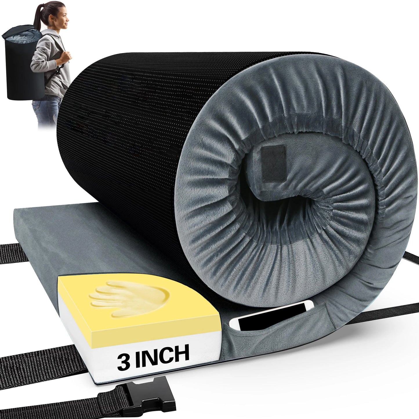 WESTTUNE Memory Foam Mattress CertiPUR US Camping Cot Pad