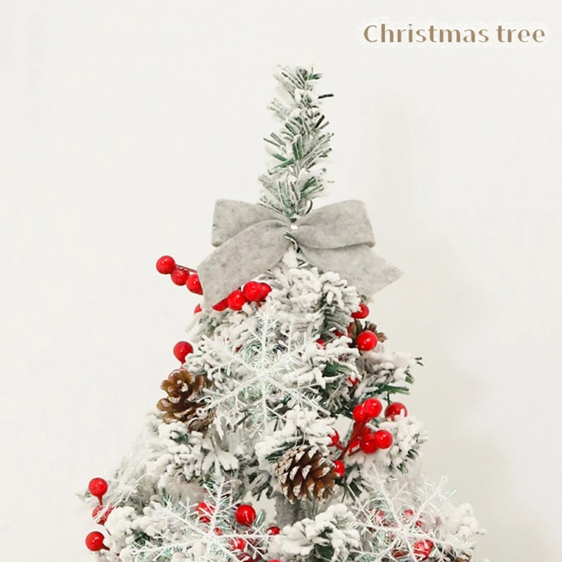 Flocking Christmas Tree Small Warm Light Atmosphere Desktop Decoration Essential for Christmas Holiday Decors Without Battery