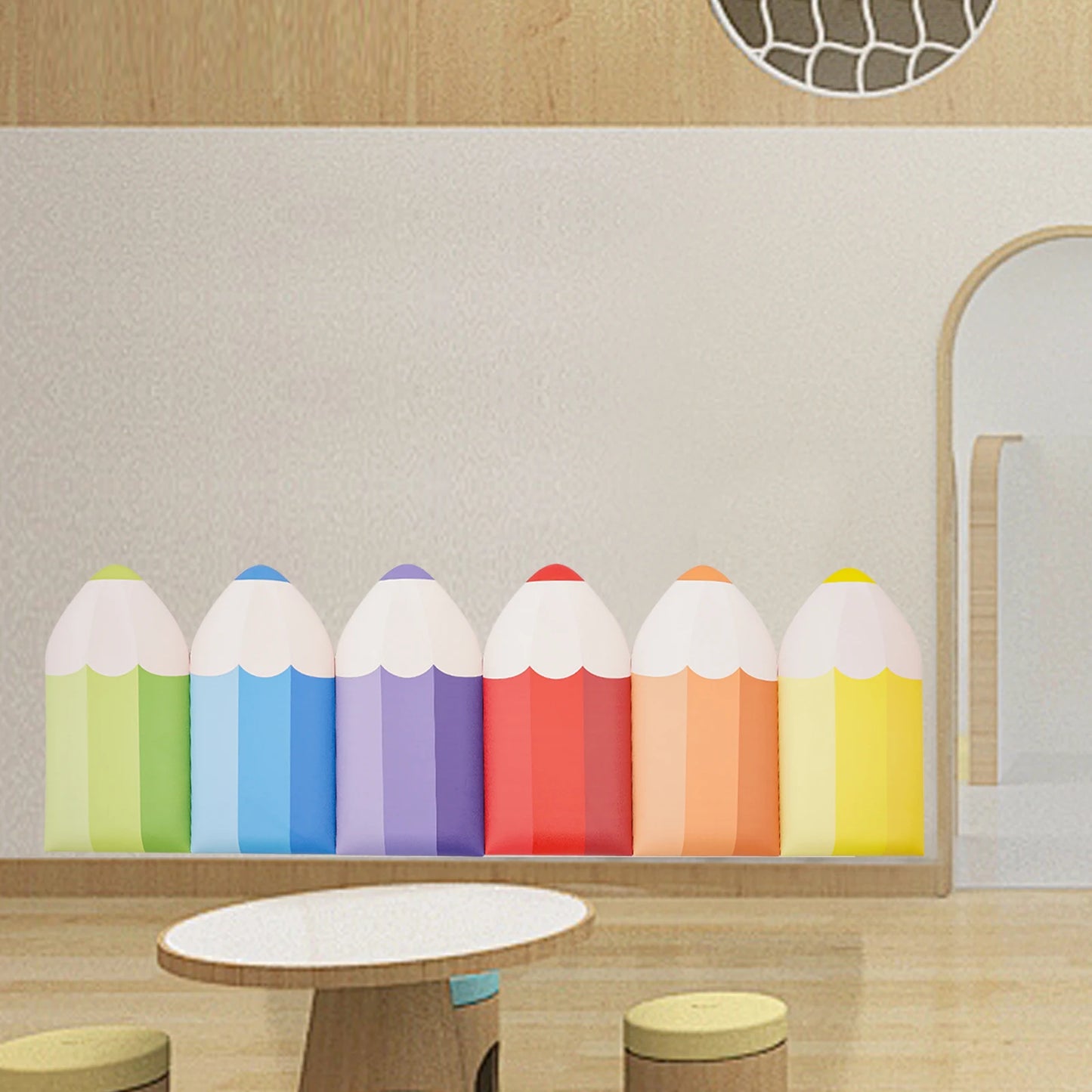 3D Pencil-Shaped Wall Padding for Kids, Wall Mats for Kids, Wall Padding for Kids, Playroom Wall Protection (6 Pcs)