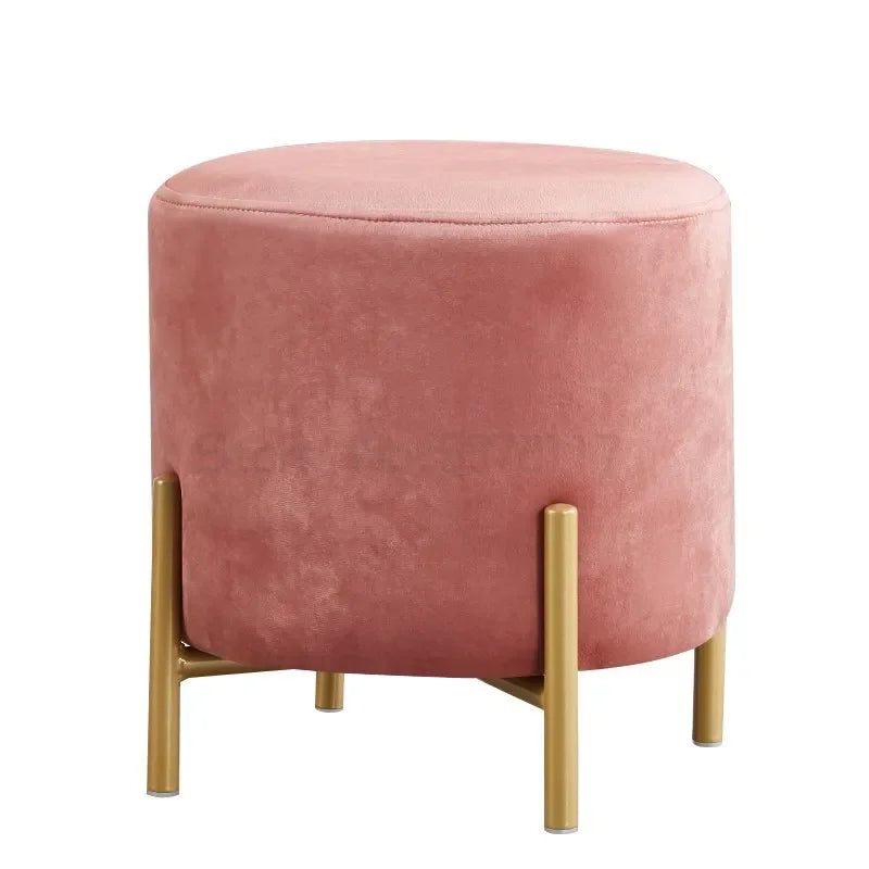 Velvet Dressing Stool With Gold Legs Tassel Ottoman Bench
