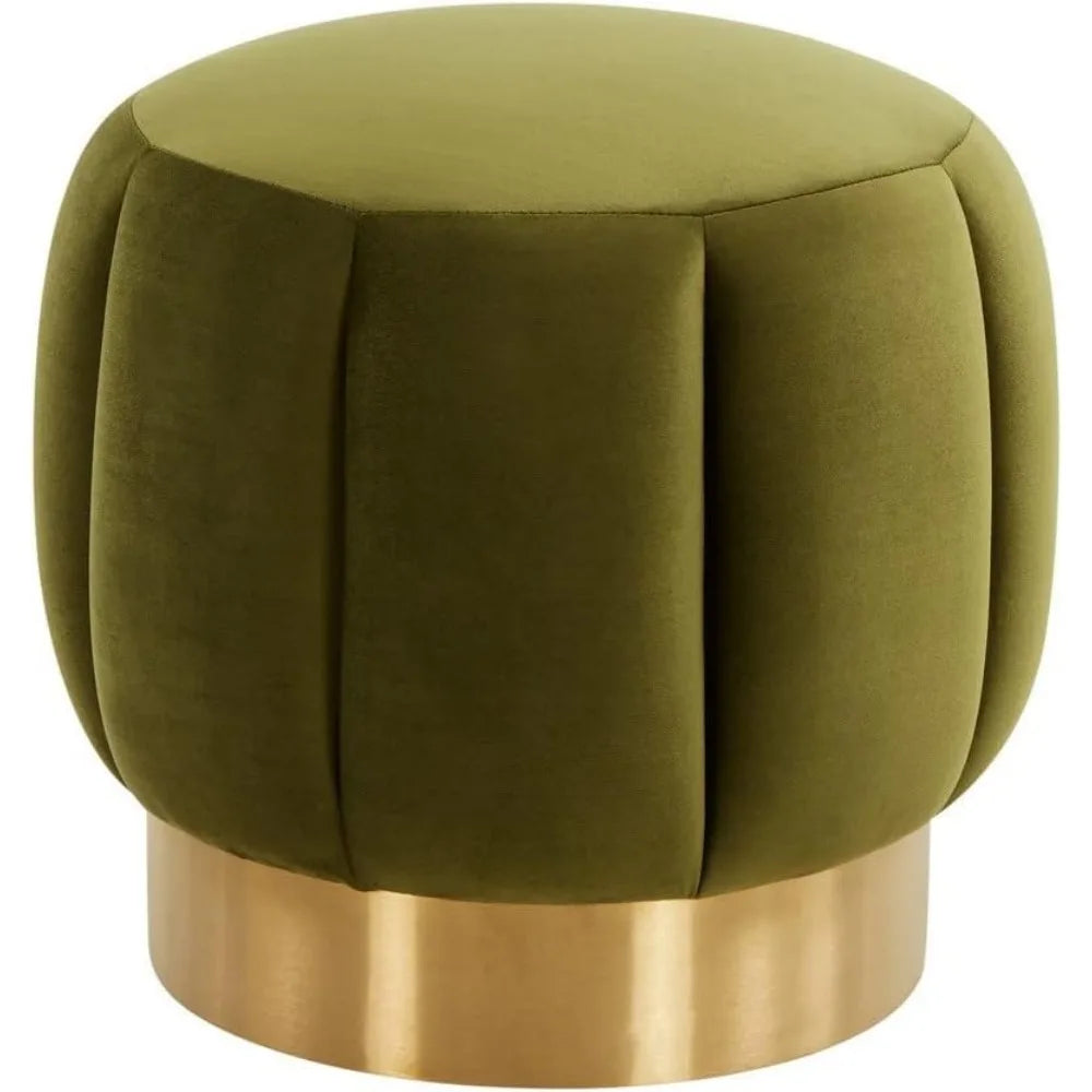 Safavieh Maxine Velvet Channel Tufted Round Ottoman