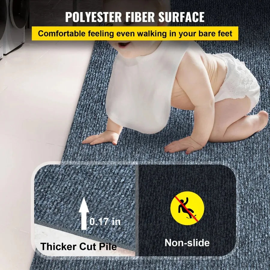 Gray Marine Carpet 6 ft x 13.1 ft Boat Carpet Rugs Indoor Outdoor Rugs for Patio Deck Anti-Slide TPR Water-Proof Back Cut Outd
