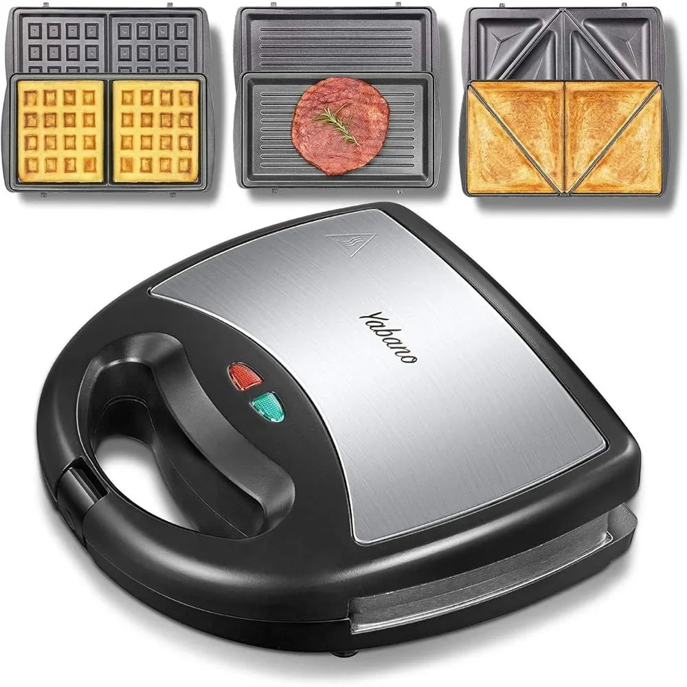 XMSJ 3 In 1 Sandwich Maker Waffle Toaster Grill Nonstick
