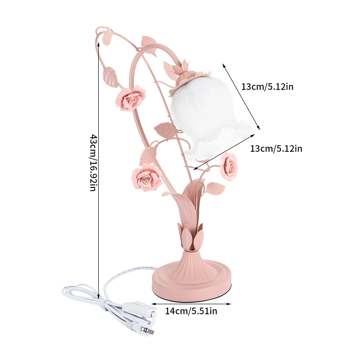 Modern Bedside Lamp, Flower Glass Table Lamp Stained Glass Flower Table Reading Lamps Nightstand Desk Lights with Switch