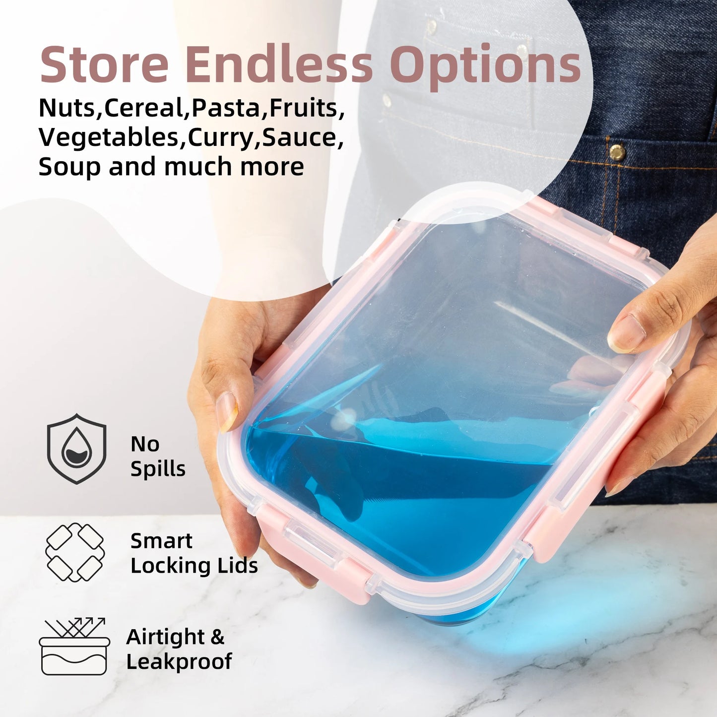 16 Piece Glass Food Storage Set Airtight Lids Microwave Safe