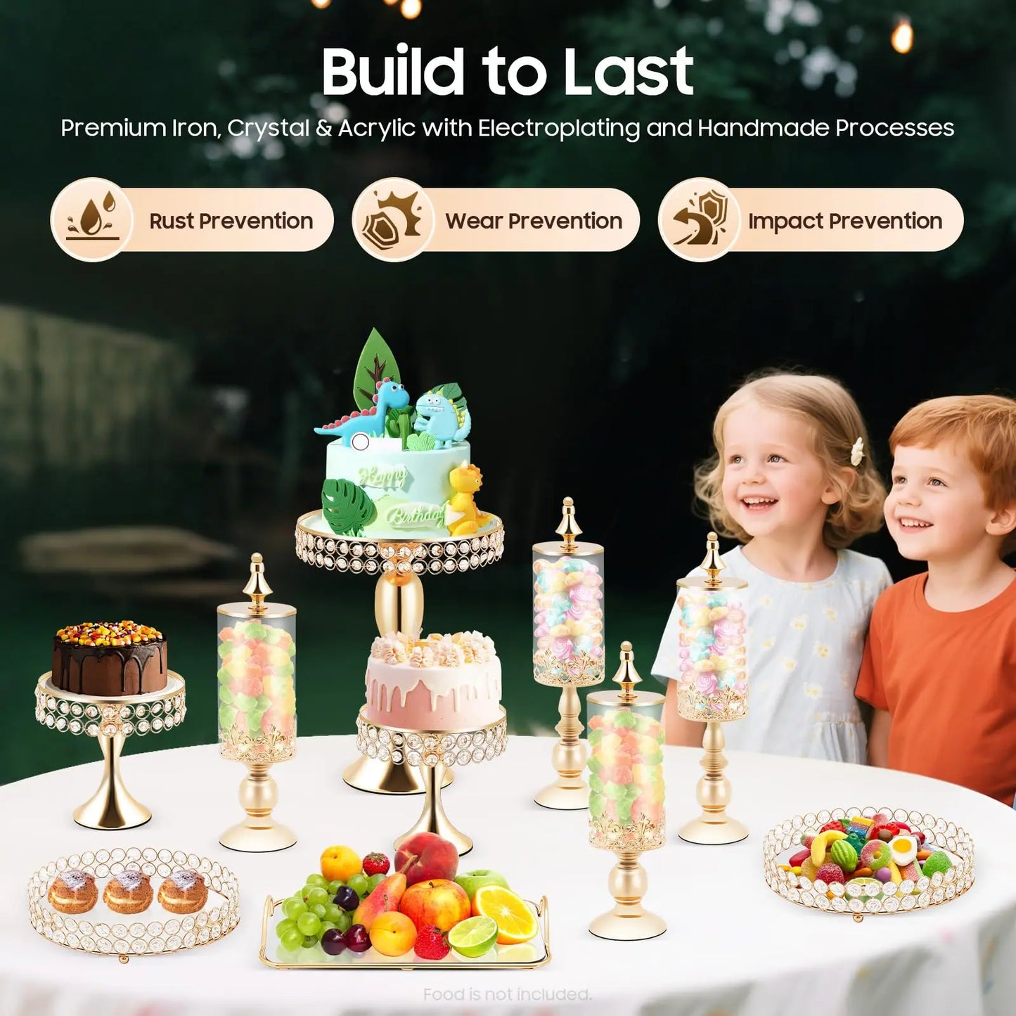 10 Pcs Cake Stand Set Gold Crystal Dessert Table Plate Set,Metal Cupcake Tray Candy Fruit Display Tower for Wedding Afternoon Tea