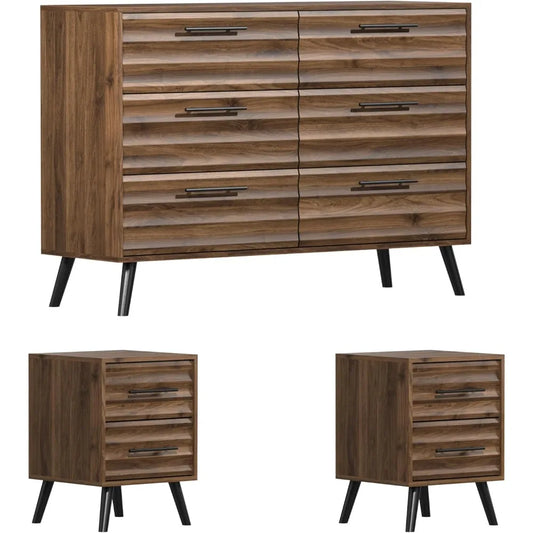 RBXC Farmhouse Bedroom Set 3 Piece Dresser Nightstands