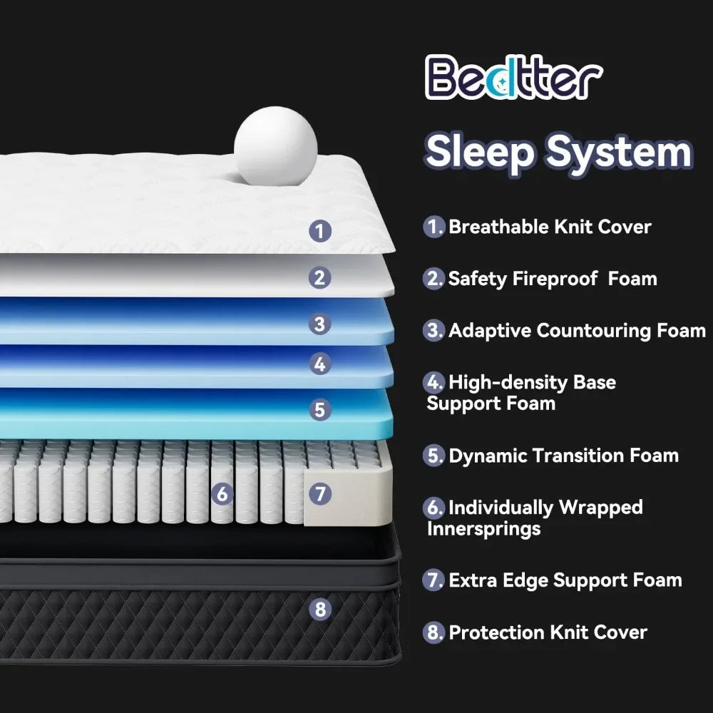 ANGDUO Hybrid Mattress With Pocketed Coils And Memory Foam