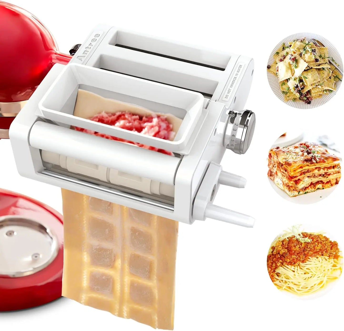 3-in-1 Pasta Maker Attachment for KitchenAid Mixers: Roller, Cutter & Ravioli Tool