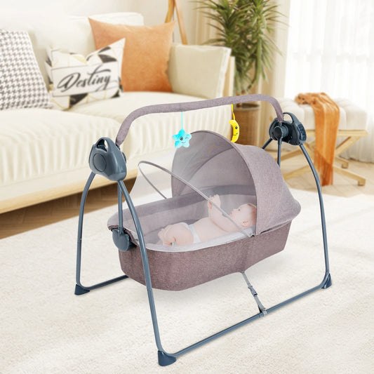 Electric Music Baby Cradle Swing Stand Crib Auto Rocking Chair Bed w/h 5 Speed Remote Control Infant Musical Sleeping Basket
