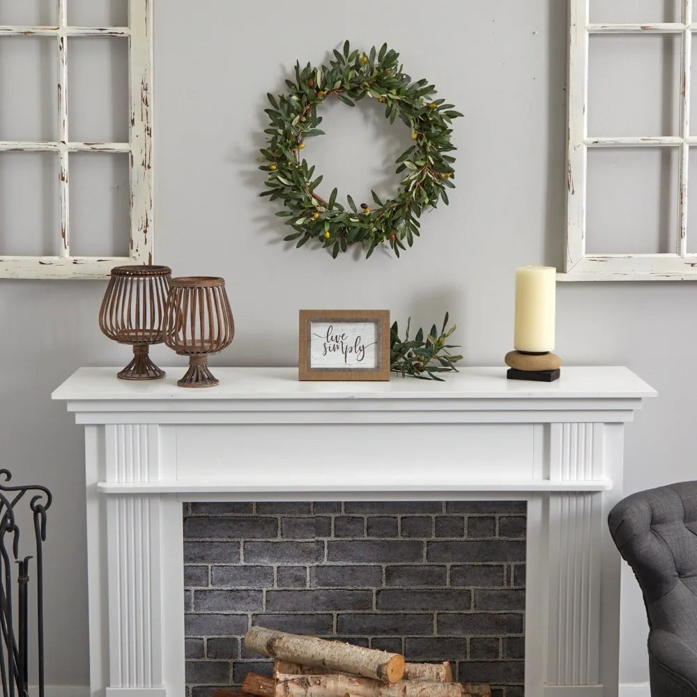 20” Artificial Olive Berry Twig Wreath Home Office Door Decor.