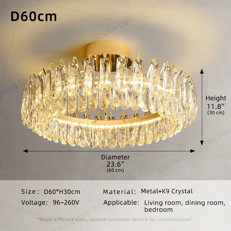 Nordic Luxury Crystal Ceiling Lamp Villa Large Hall Living Room Dining Room Ceiling Light Interior Home Decor Fixture