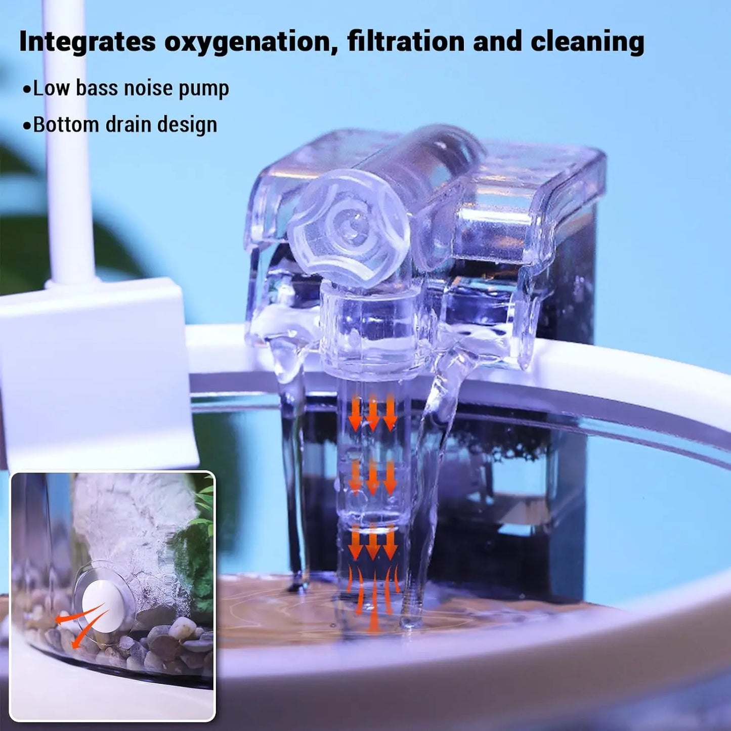 1.5 Gal Betta Fish Tank Starter Kit With Quiet Filter LED Light Oxygen Generator Acrylic HD View For Beginners Goldfish Guppies