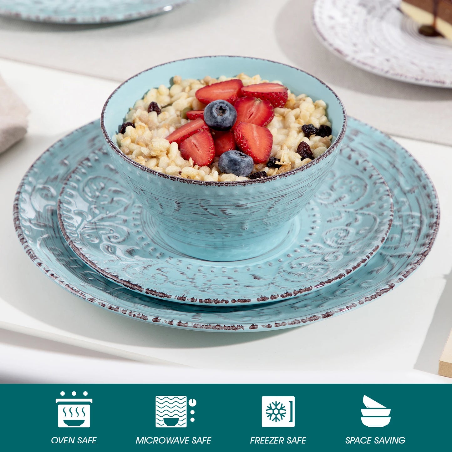 vancasso VINE 16/32/48 Ceremic Plates Dinner Set Stoneware Tableware Set with Dinner Plate,Dessert Plate,Bowl,Mug for 12 Person
