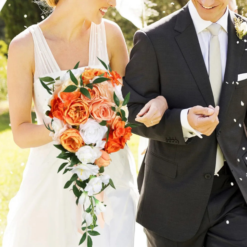 Bridal Bouquet Cascading, Wedding Bouquets for Bride, Bride Bouquets for Wedding Ceremony and Anniversary Artificial