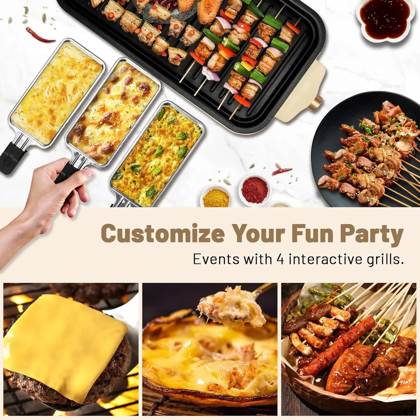 Electric Smoke Free Indoor Barbecue Grill Detachable Board