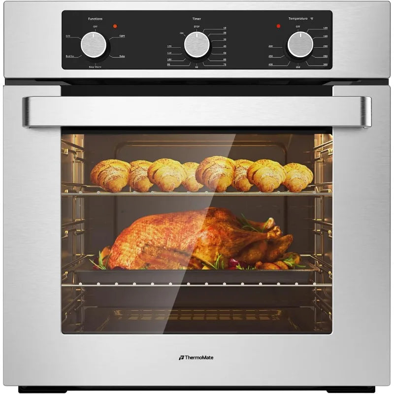 24" Single Wall Oven, ETL Certified, ThermoMate 2.79 Cu. Ft. Built-in Electric Oven with 5 Cooking Functions,Electric Wall Ovens
