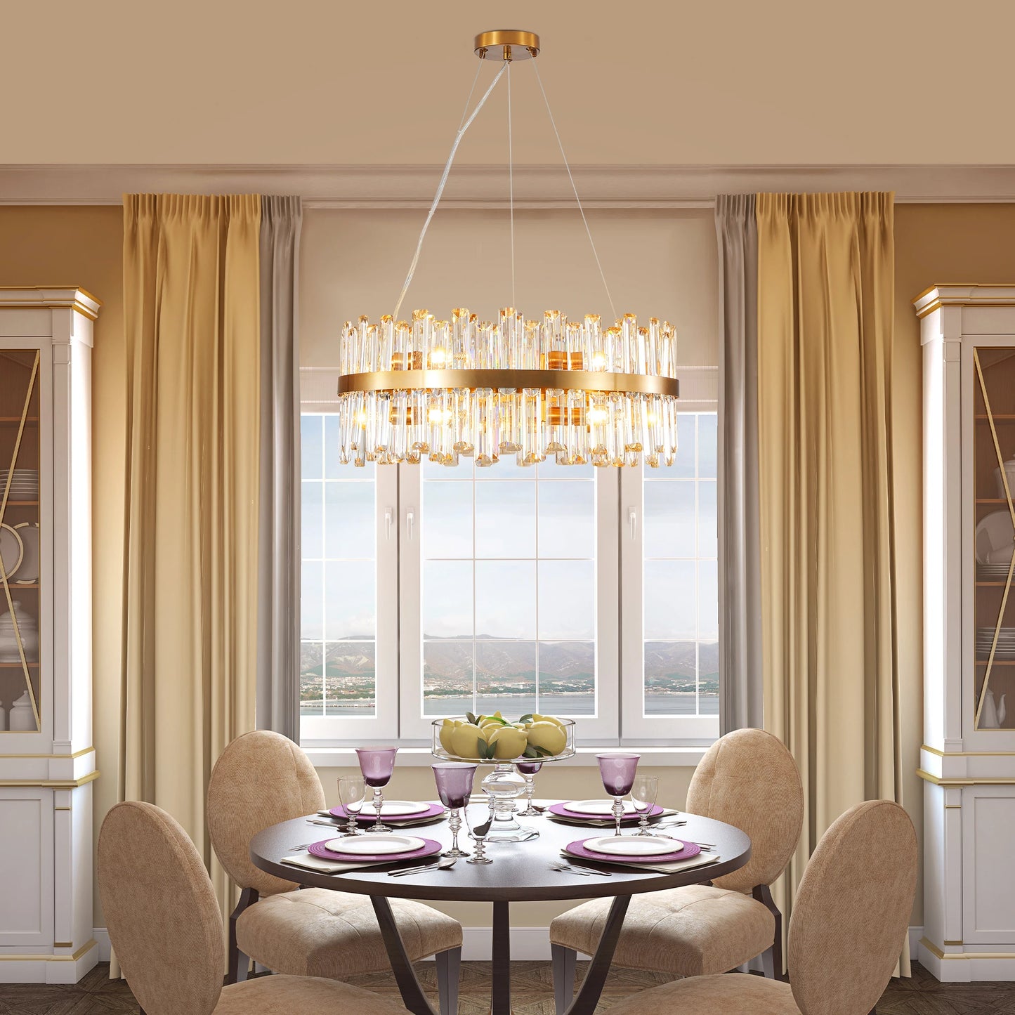 23.6 Inch Luxury Chandeliers Crystal lamp Living Room Bedroom Decorative Lights Modern Dining Room Lighting(Bulbs Not Included)