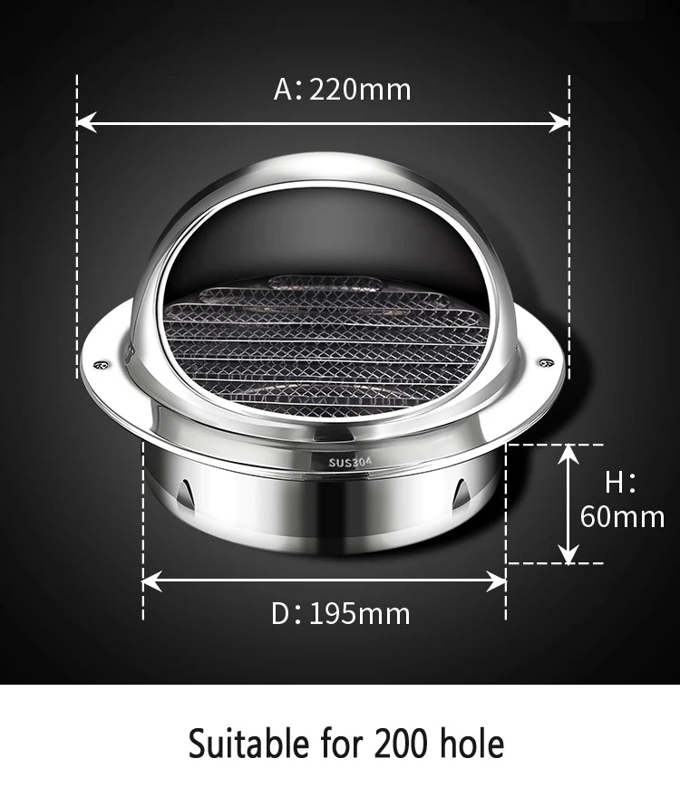 Stainless Steel Wall Ceiling Air Vent Ducting Ventilation Exhaust Grille Cover Outlet Heating Cooling Waterproof Vents Cap