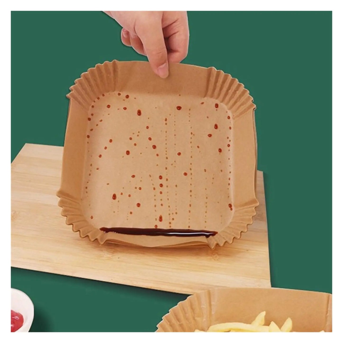 [In Stock] 50/100PCS Disposable Air Fryer Paper Liners | Non-Stick Oil-Proof Baking Parchment Sheets