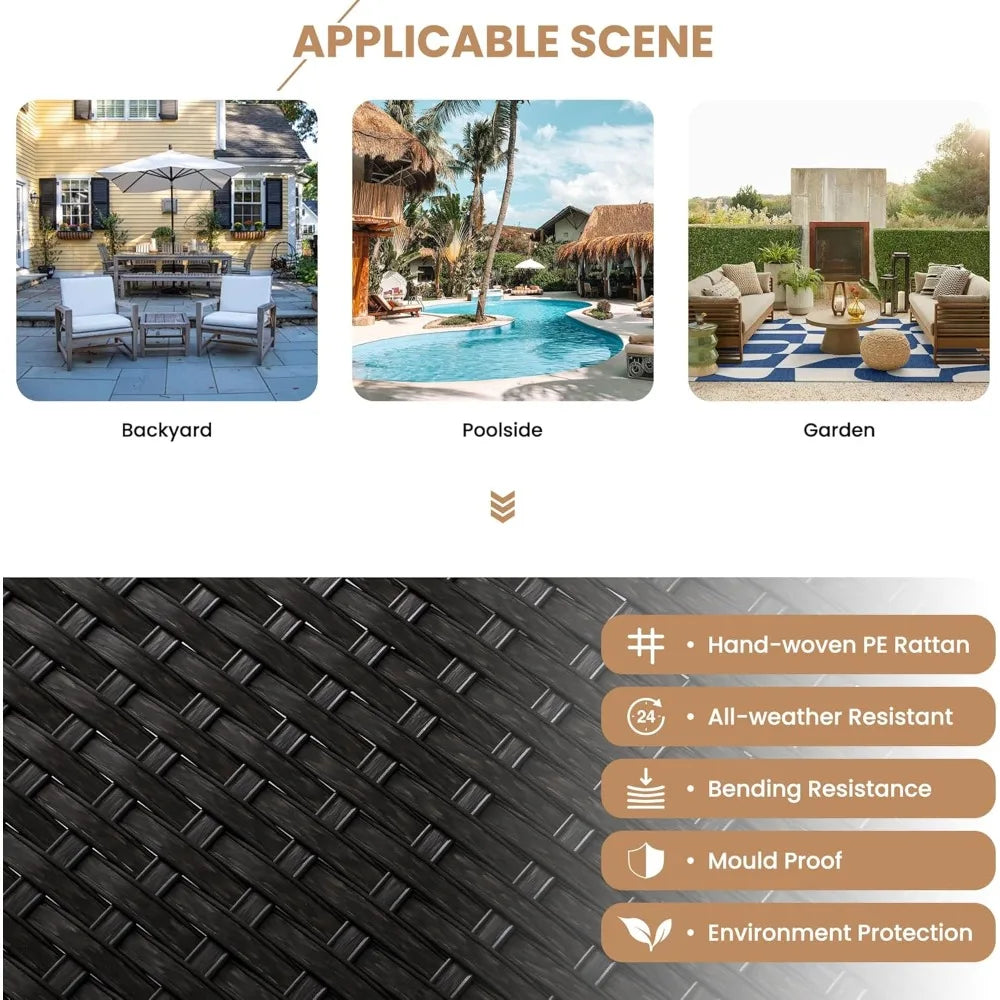 7 Pieces Patio Furniture Sets, Outdoor Furniture Patio Conversation Set, All Weather PE Rattan Sectional Sofa with Cushions