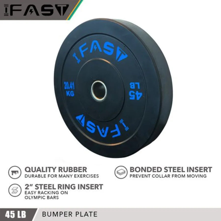 Olympic Weight Plates Rubber Bumper Plates 2 Inch Steel Insert 45lb Bundle Options Available for Home Gym Strength Training Wei