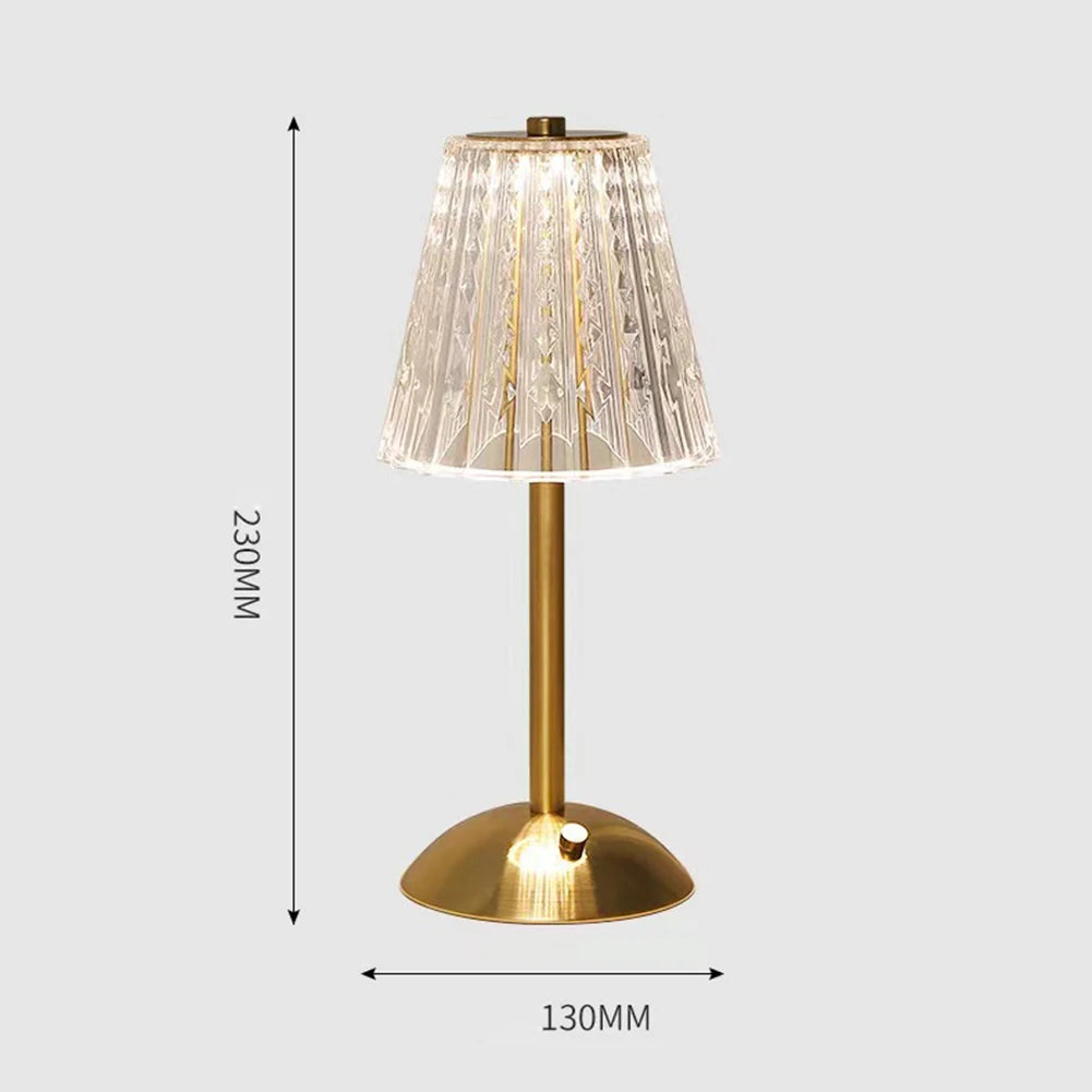 3 Colors LED Crystal Table Lamp Dimmable Bedside Night Light Rechargeable Romantic Wireless Creative for Bedroom Living Room