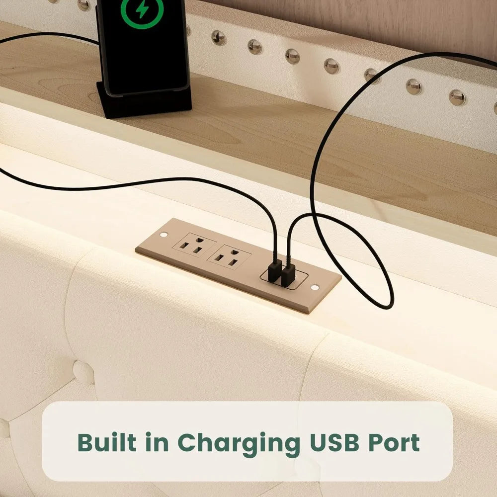 HUANZHUANG Bed Frame With 4 Storage Drawers And USB