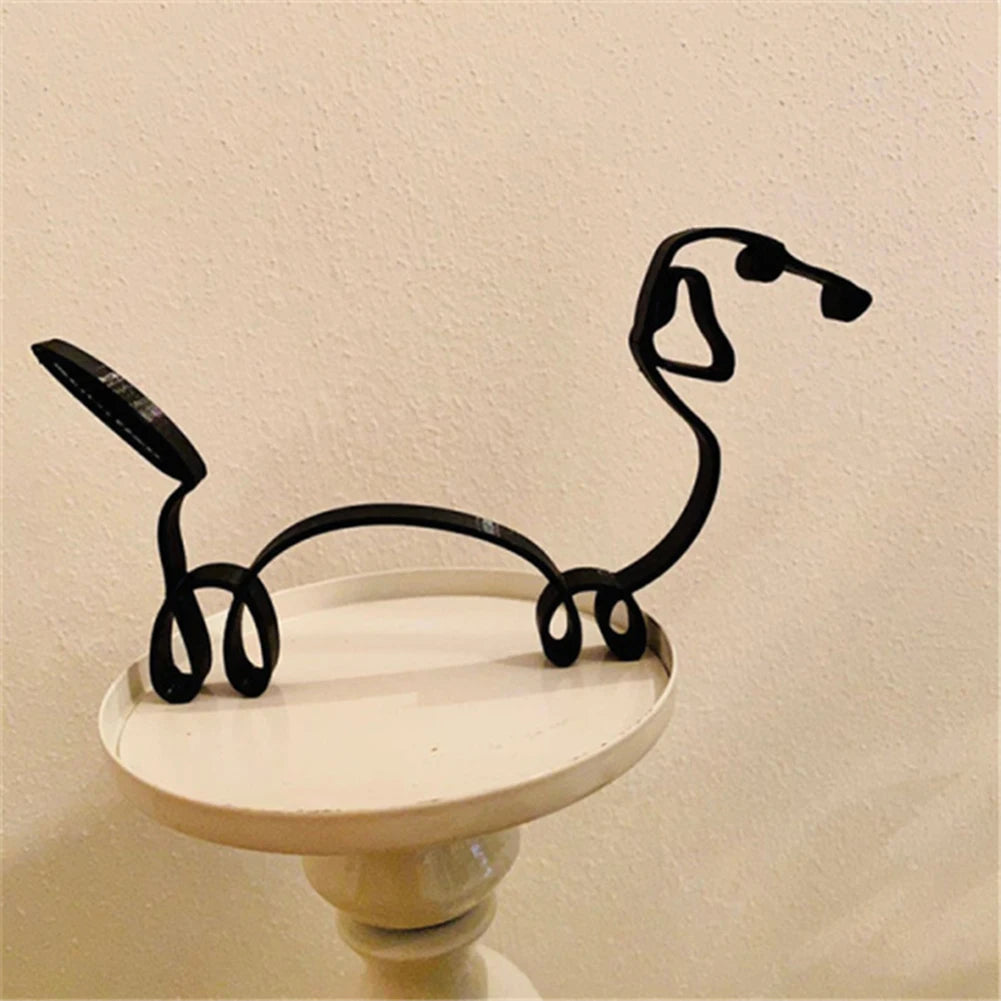 Abstract Simple Minimalist Metal Dog Art Sculpture Decoration Ornament Wall Art Home Office Desktop Modern Art Creative Decor