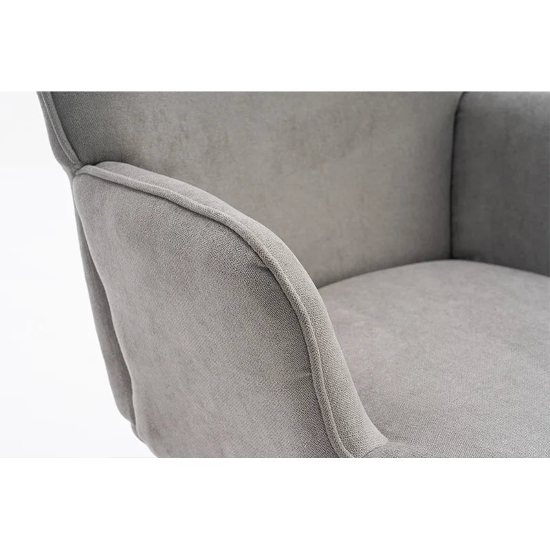 Gray Microfiber Upholstery, Foam-Filled Cushions, Solid Wood Frame, Metal Supports, Wingback Design Adraya Rocking Chair