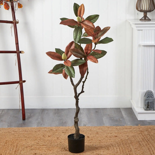 4’ Fall Autumn Magnolia Artificial Tree Home Office Decor.