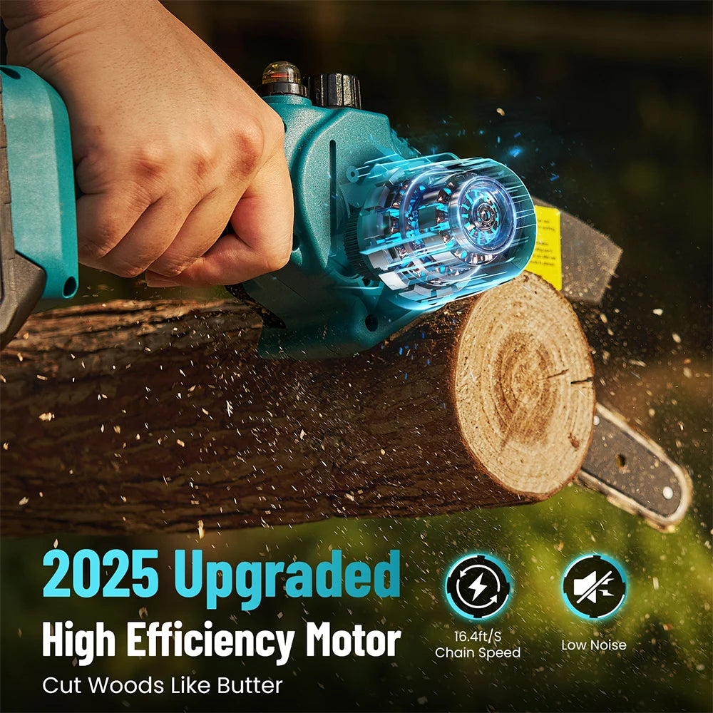 SeeSii Mini 8-inch Cordless Chainsaw Electric Saw Wood Cutter Pruning Garden Tools w/Lubrication Injector For Makita 18V Battery