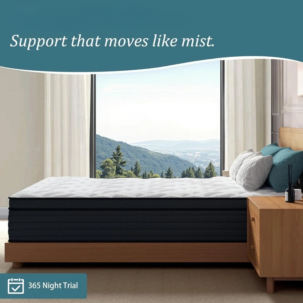 Extra Firm King Mattress 12 Inch -Deep Sleep Hybrid Mattress Pressure Relief - No Sagging Bed in a Box for Back & Side Sleepers