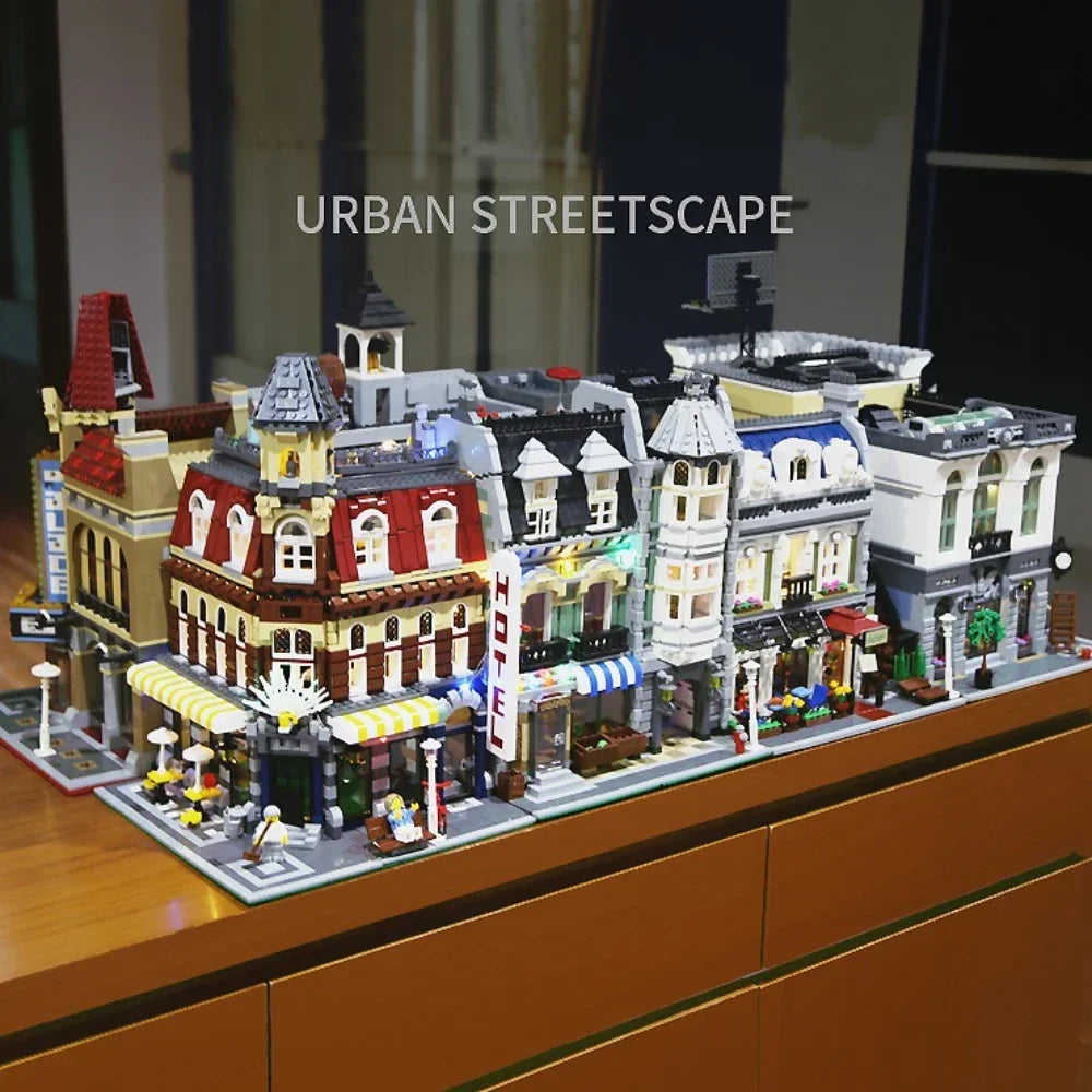 Creative Expert Brick Bank Cafe Corner Model MOC Street