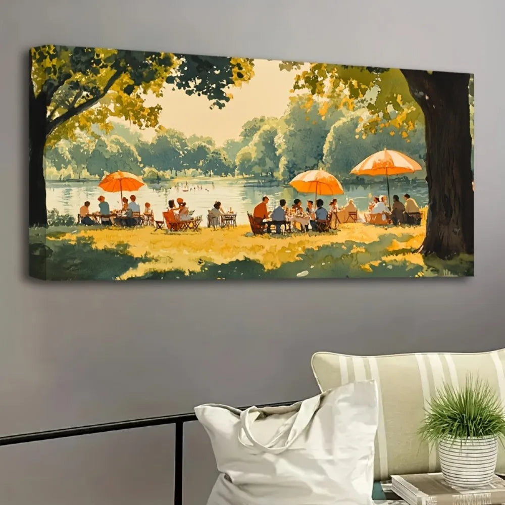 Family Reunion Canvas Art In Traditional Wood Frame
