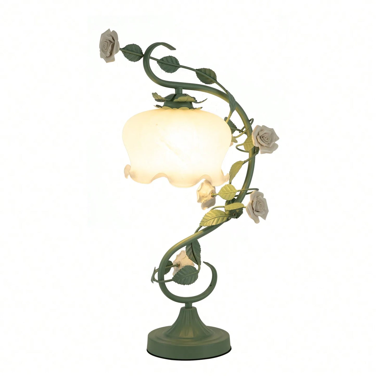 Modern Bedside Lamp Stained Glass Flower Table Reading Lamps Nightstand Desk Lights, One-Light, 20In Tall For Bedroom
